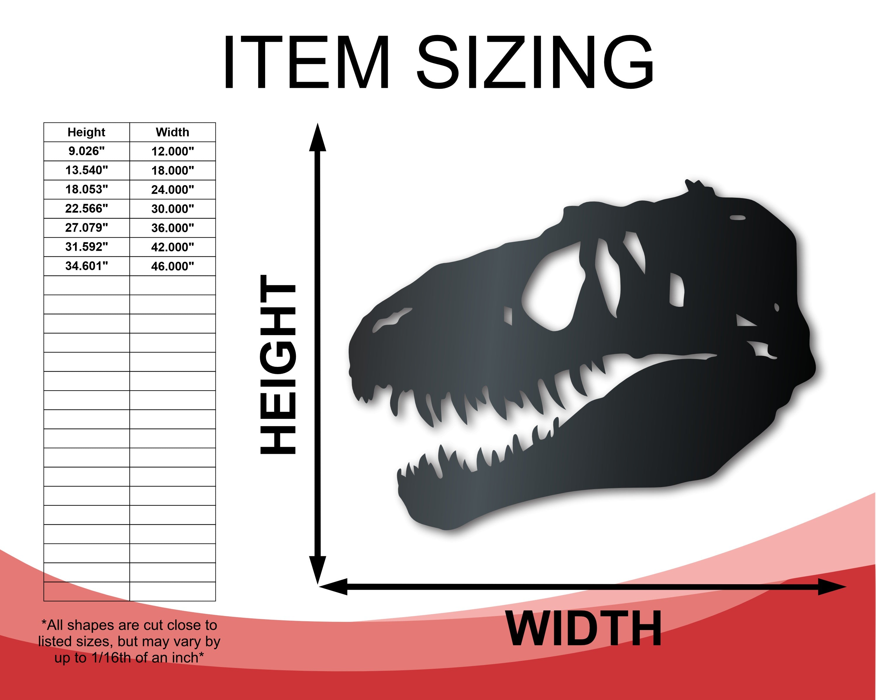 Decorative Metal T-Rex Dinosaur Skull Wall Art with 20 Different Color Choices