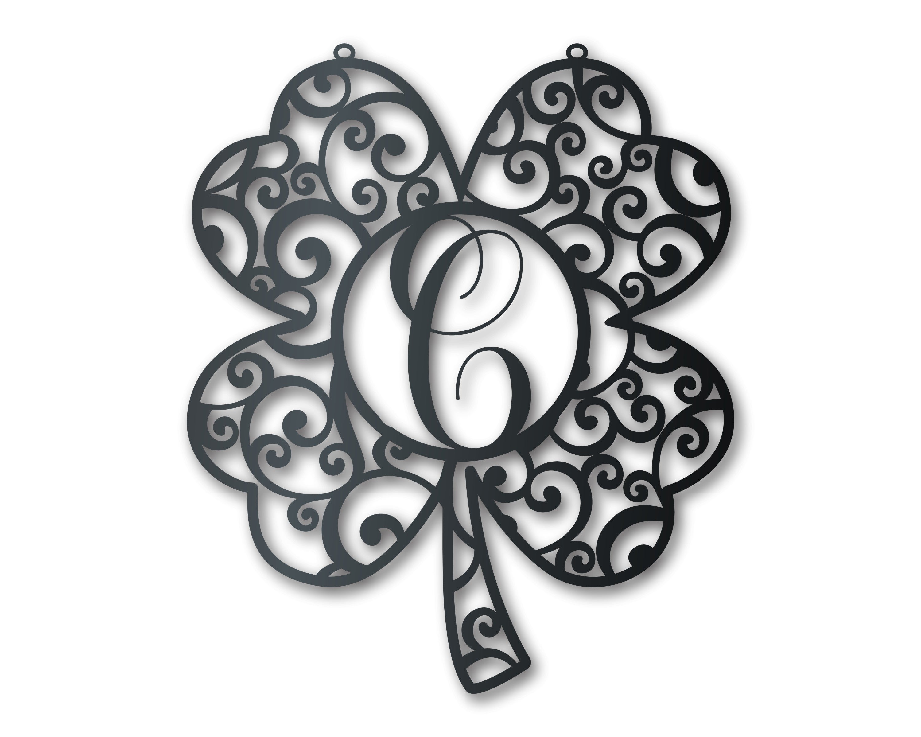 Metal Family Monogram Shamrock Wall Art Decor - Metal St Patrick's Day Decorative Sign with 14 Color Choices