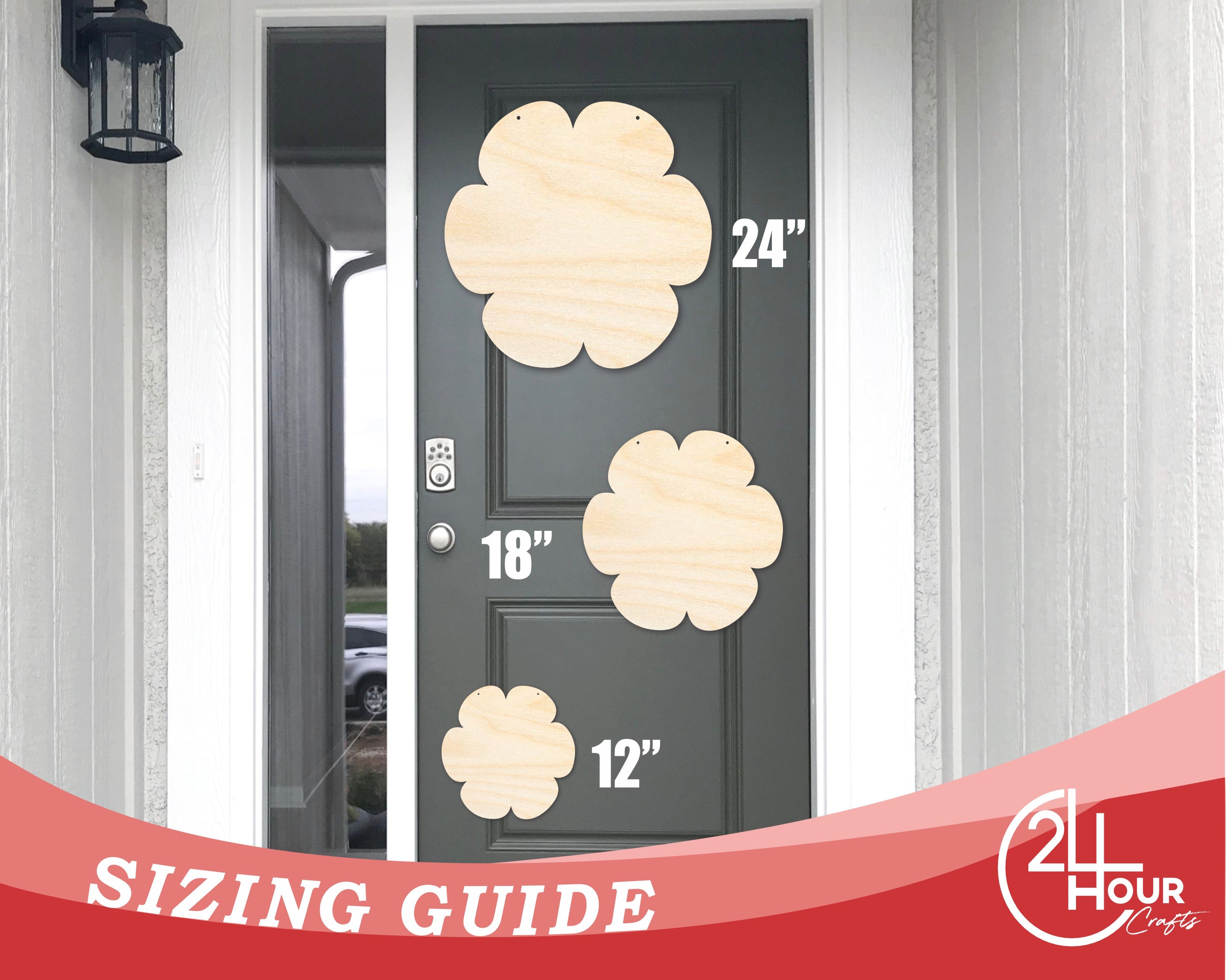 DIY Unfinished Flower-Shaped Door Hanger Craft Cutout - Up to 46 DIY Options