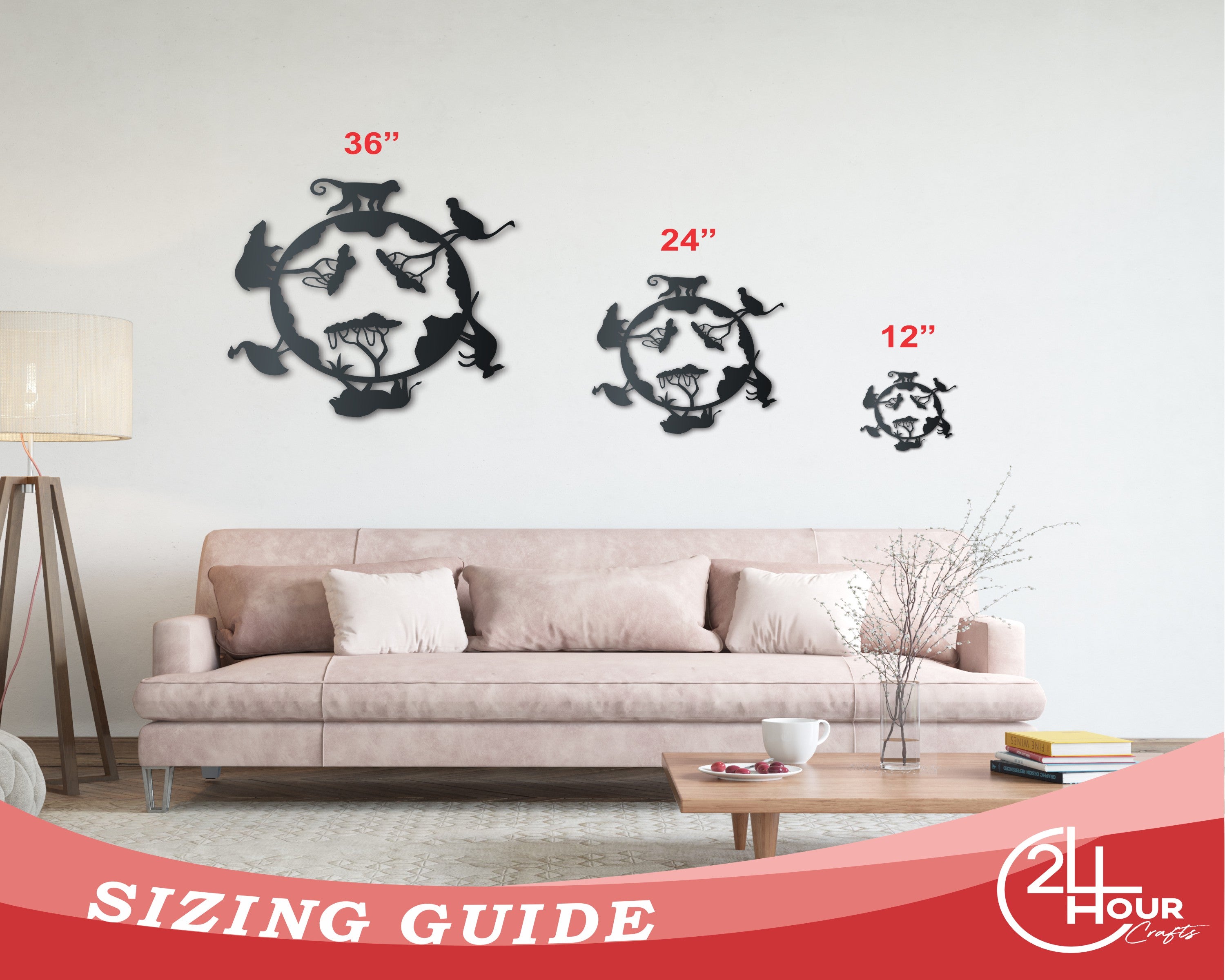 Customizable Metal Zoo Animals Wall Art | Indoor Outdoor | Up to 46 Inches | 20+ Color Options