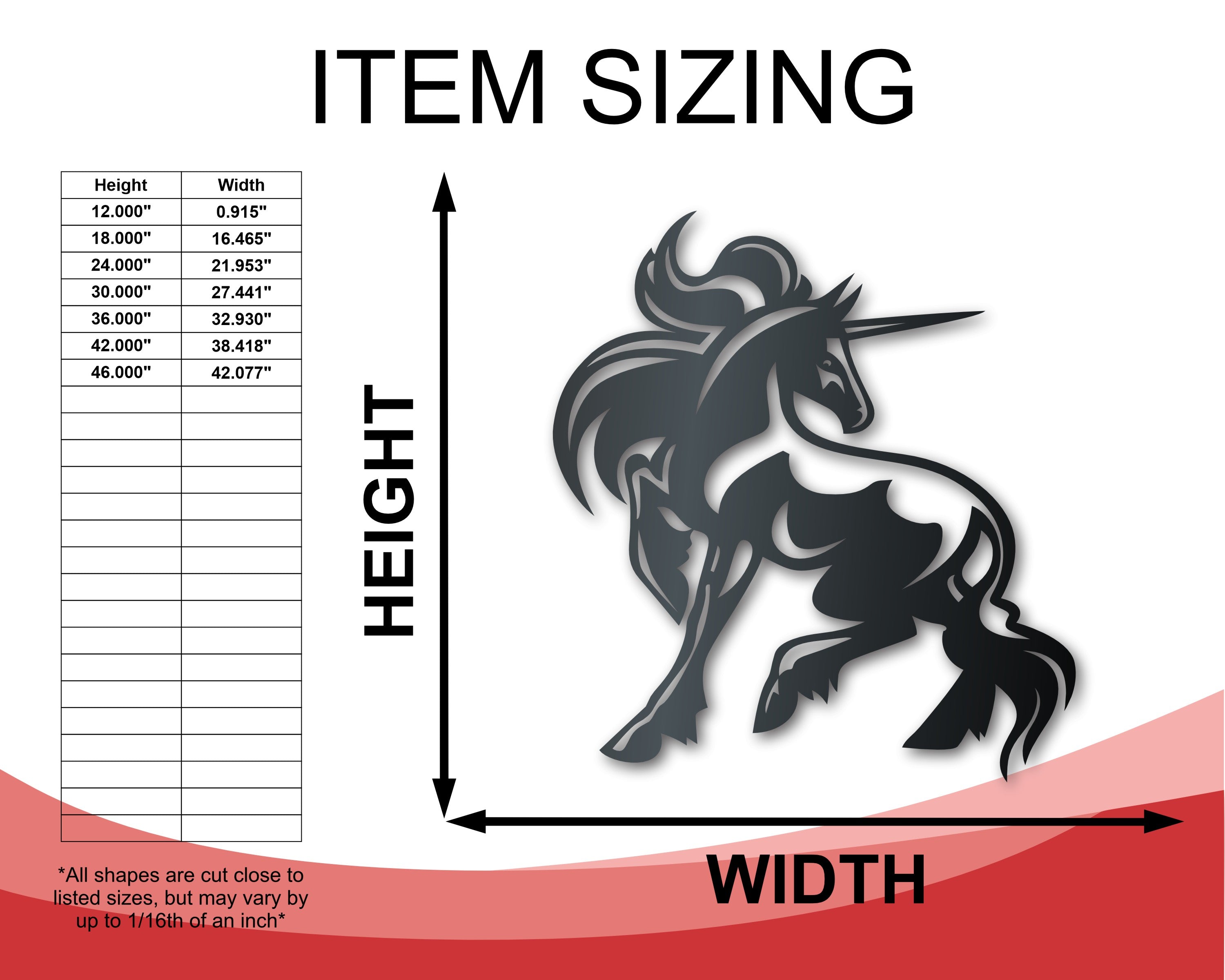 14 - Color Metal Unicorn Wall Art with Various Sizes