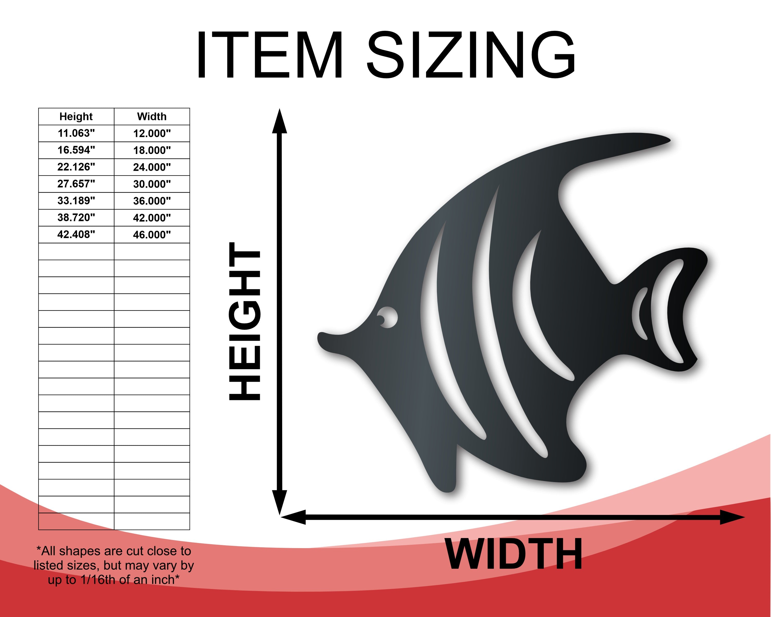 Decorative Metal Tropical Fish Wall Sign for Indoor and Outdoor Use | Available Sizes Up to 46 Inches | More Than 20 Color Choices