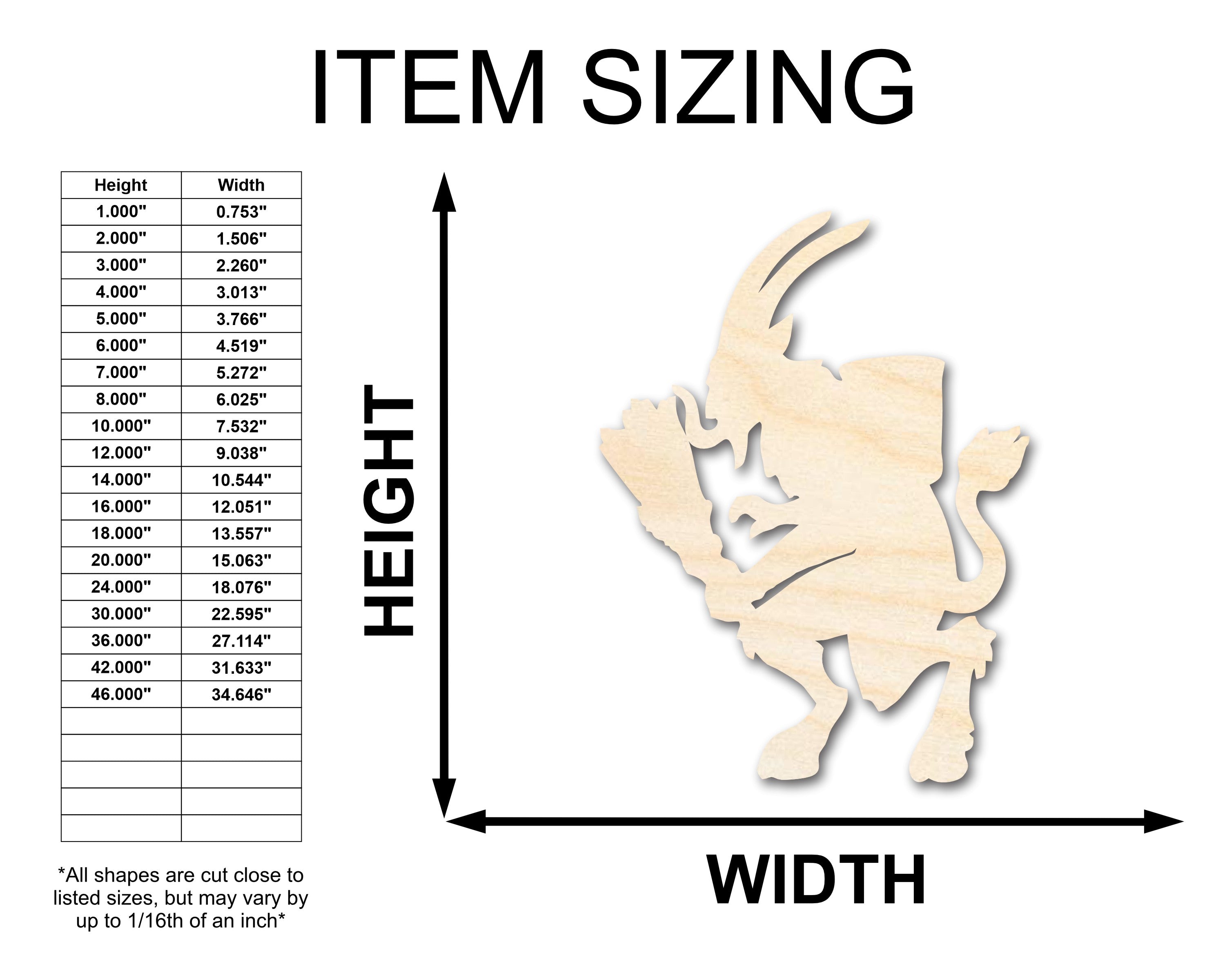 DIY Unfinished Krampus Shape Craft Cutout in Sizes up to 36 Inches