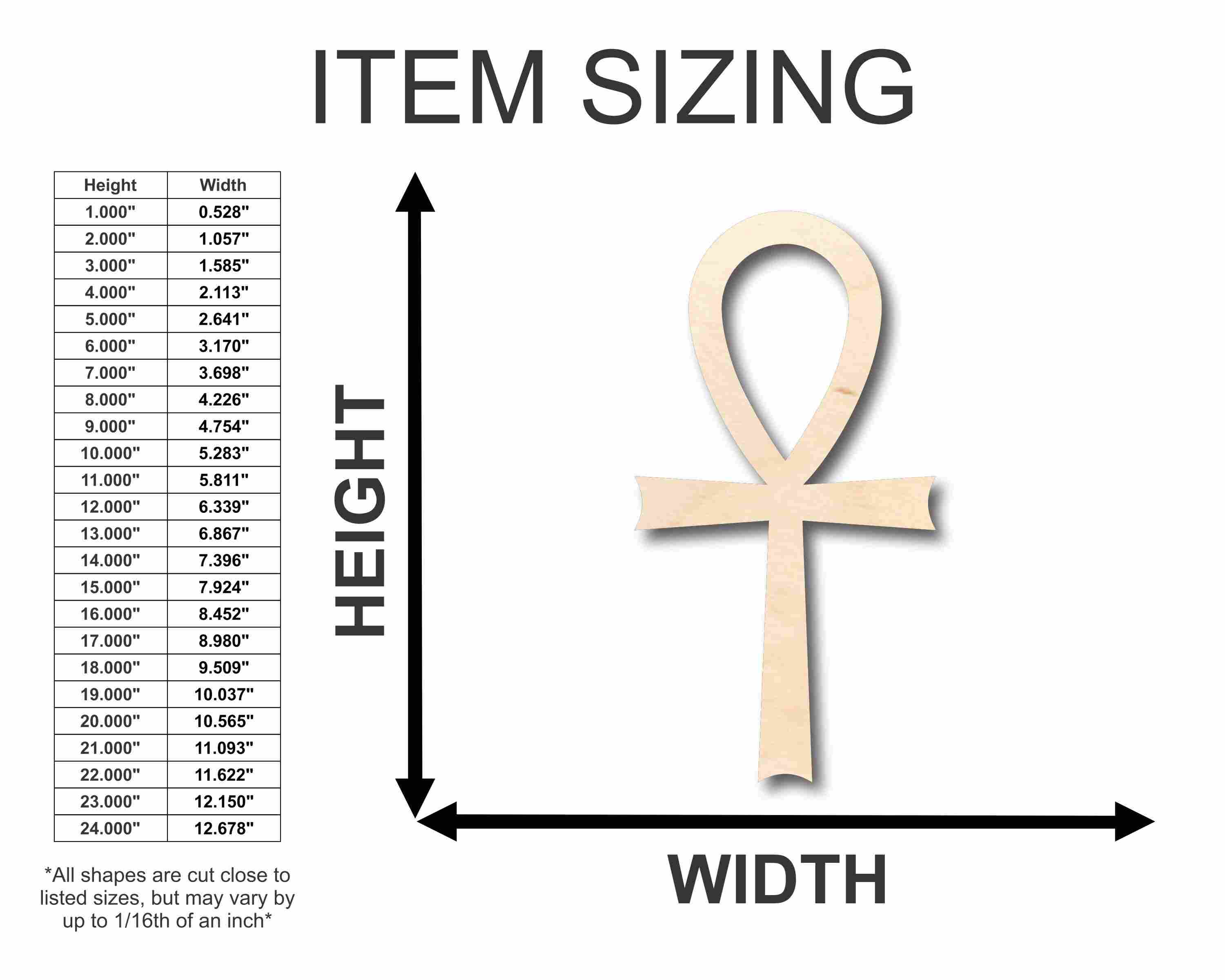 Unfinished DIY Craft Wood Ankh Silhouette for Up to 46 Do - It - Yourself Projects