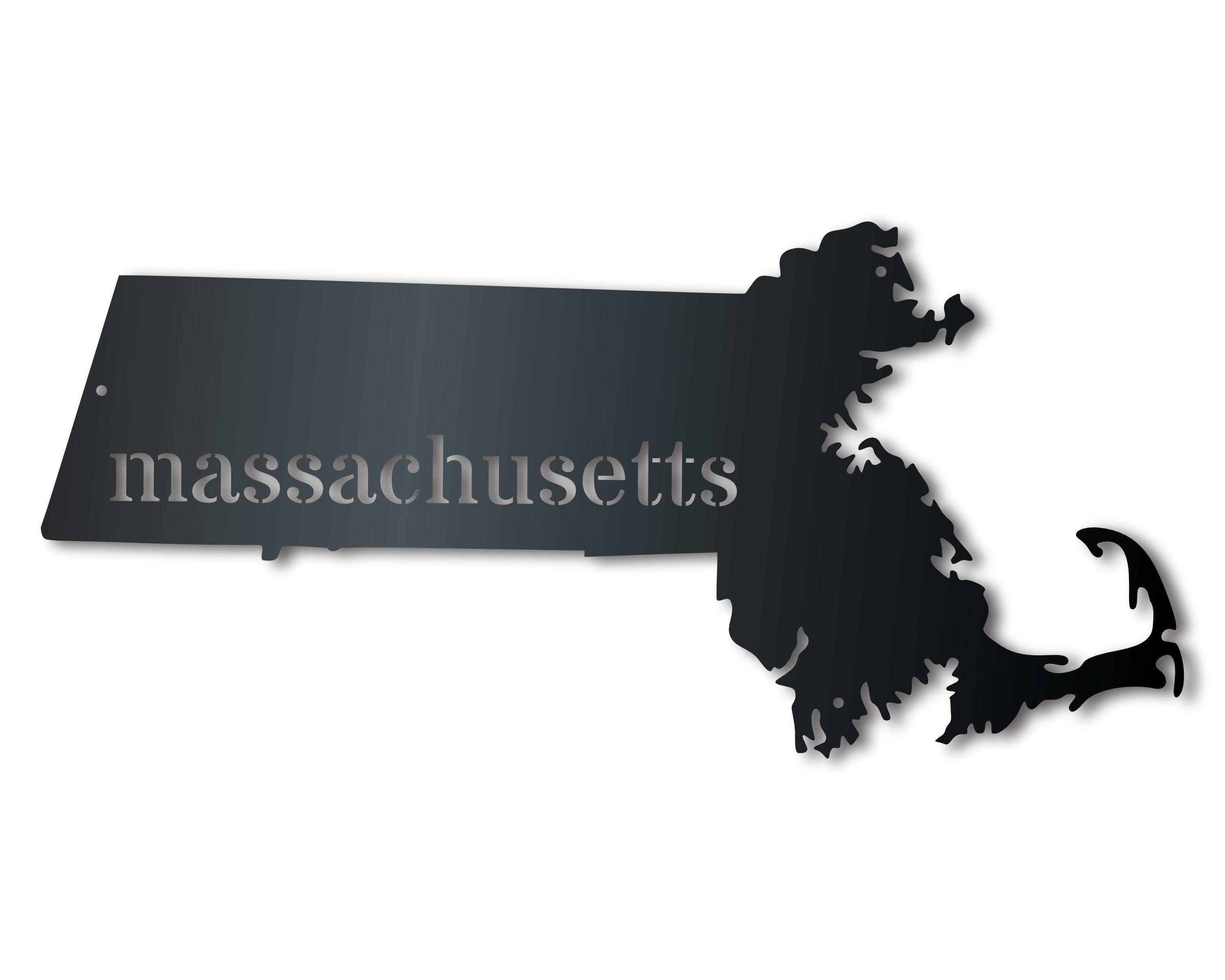 Customizable Metal Wall Art of Massachusetts - US State Sign with 14 Color Choices for Decorative Purposes