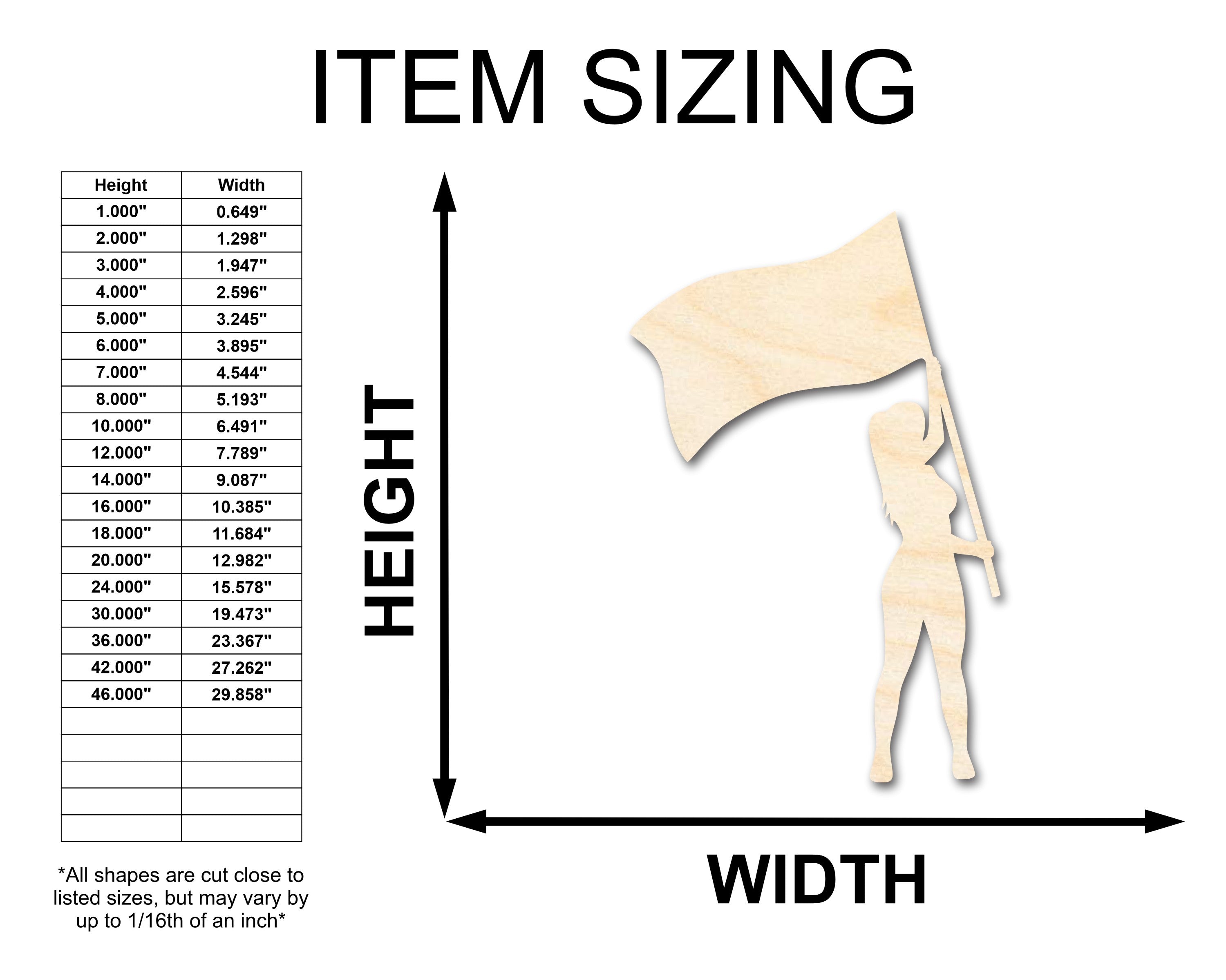 Unfinished DIY Color Guard Craft Cutout Shapes Available up to 46 Inches