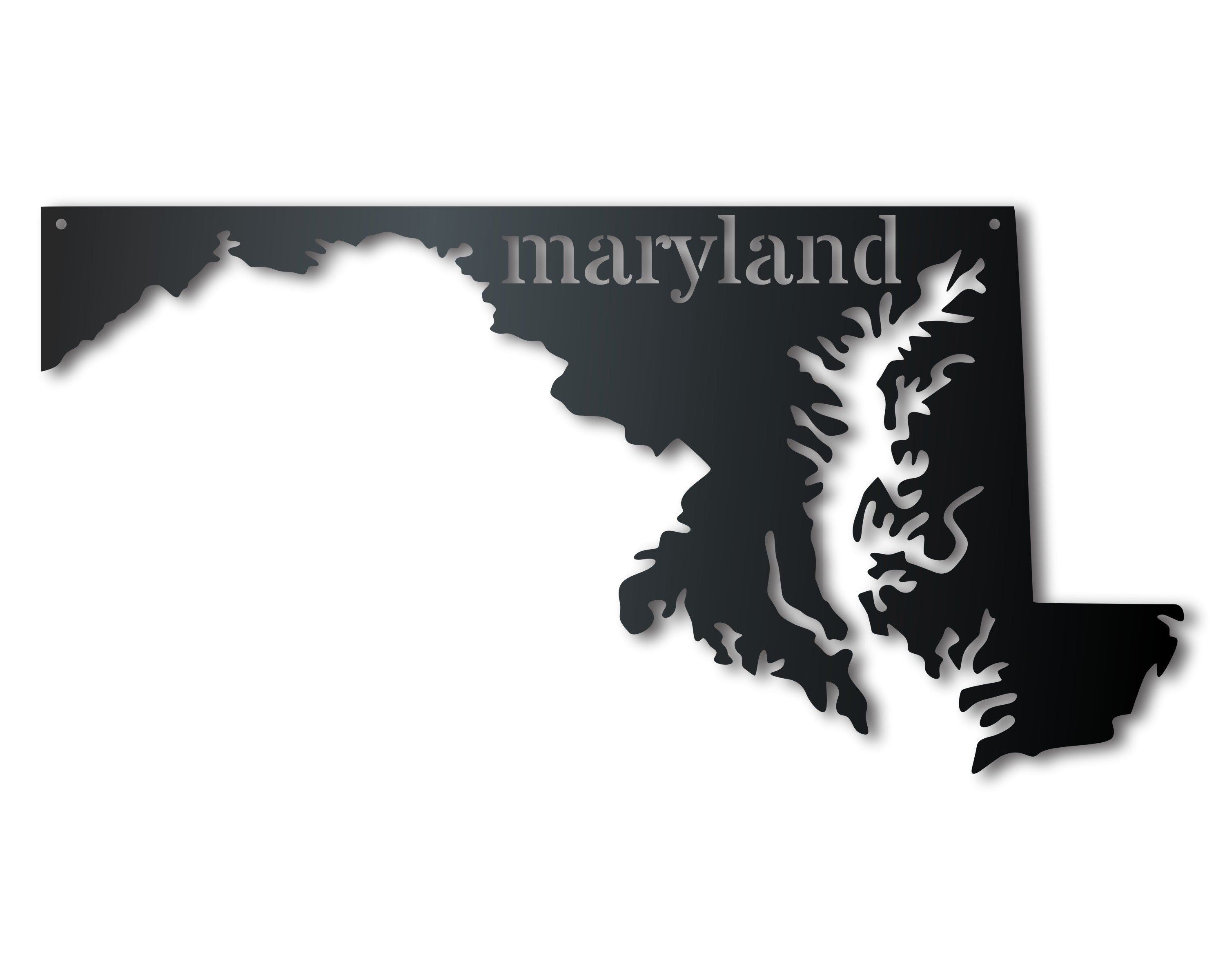Customizable Metal Wall Art Sign of Maryland State in the US with 14 Color Choices