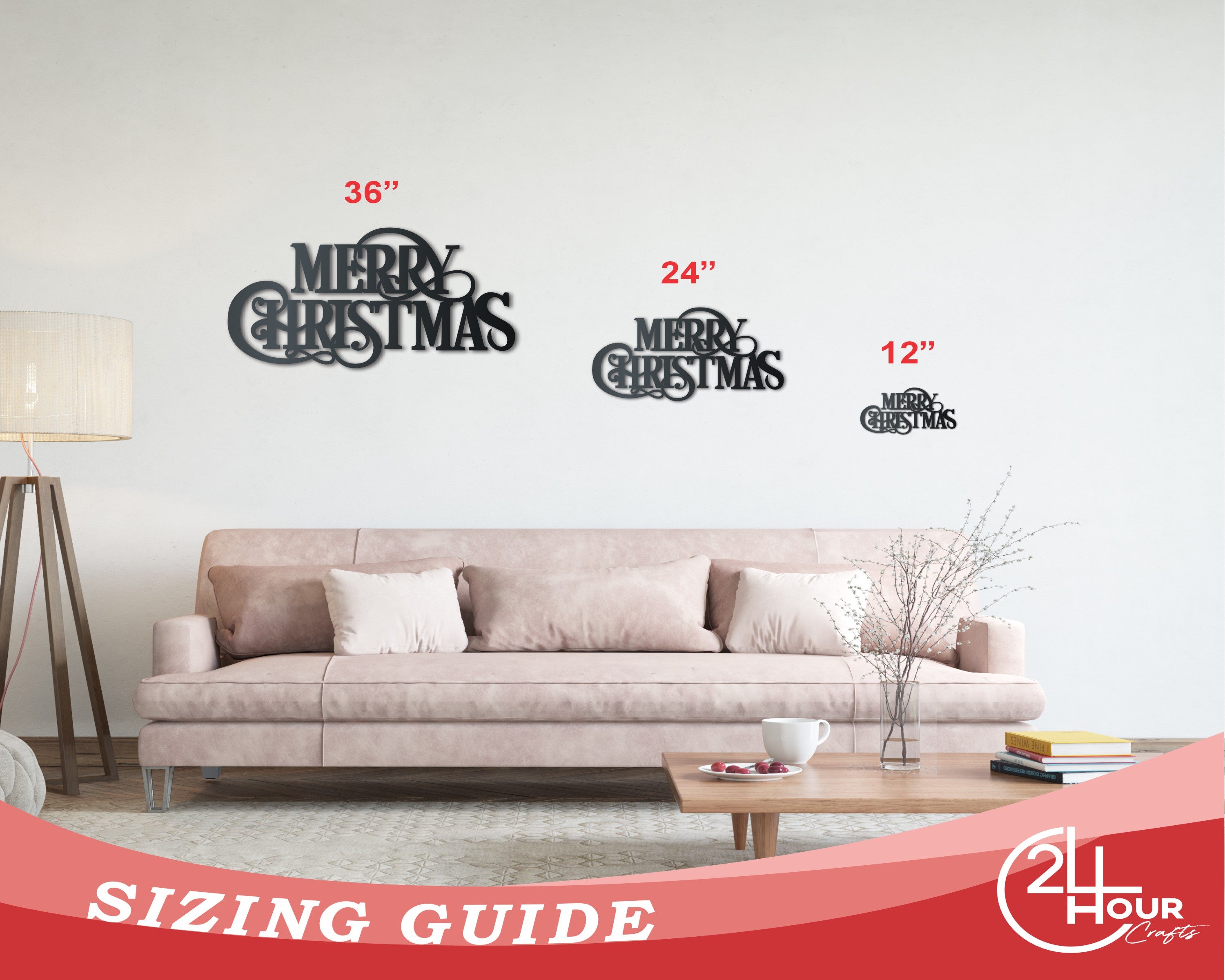 Durable Metal Merry Christmas Wall Art with 20+ Colors, Up to 36 Inches for Indoors & Outdoors