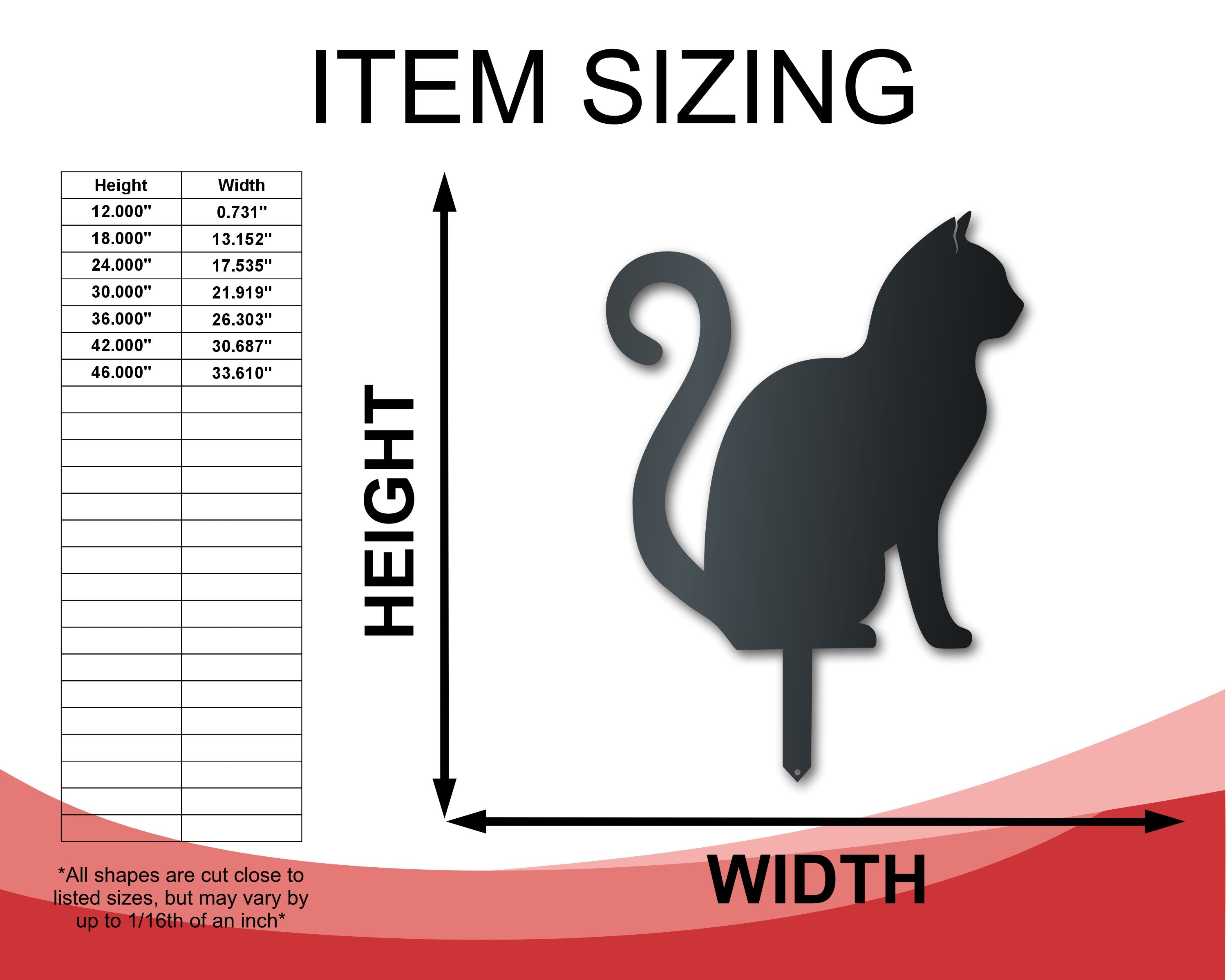 Durable Metal Sitting Cat Garden Stake with Over 20 Colors & Up to 24-Inch Sizes