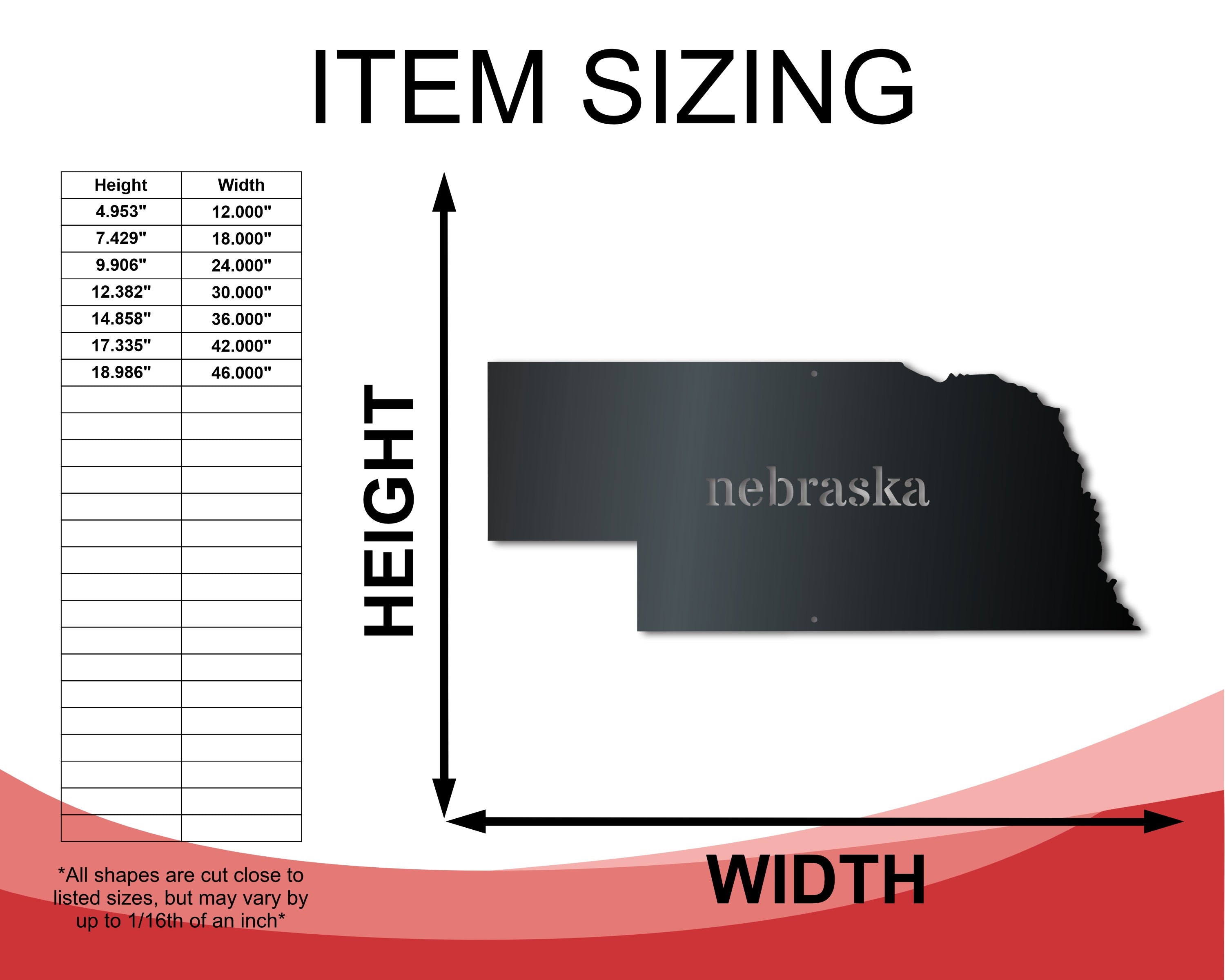 Customizable Metal Nebraska Wall Art with 14 Color Choices