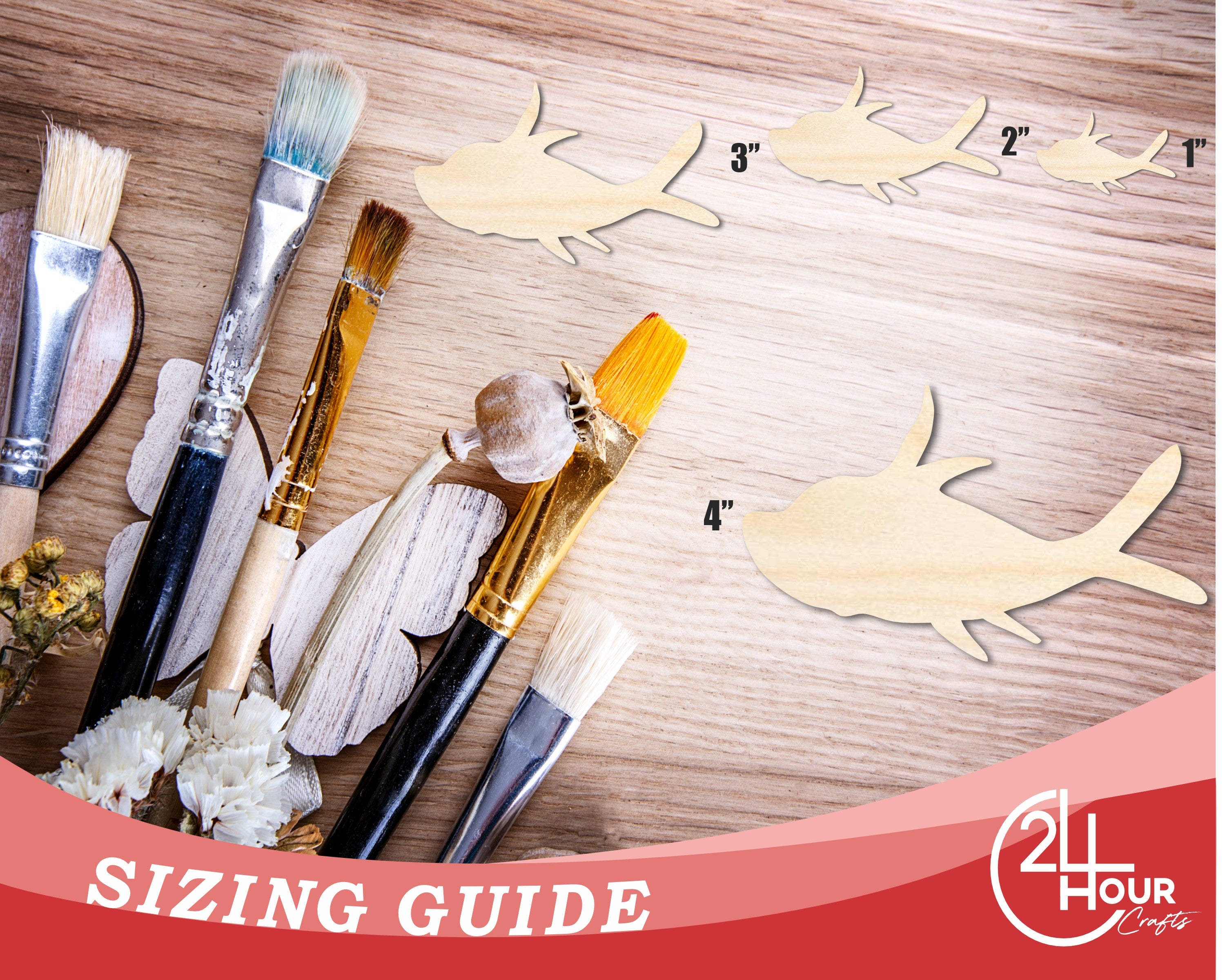 Unfinished DIY Craft Cartoon Fish Wood Cutout Shape with up to 46 DIY Options
