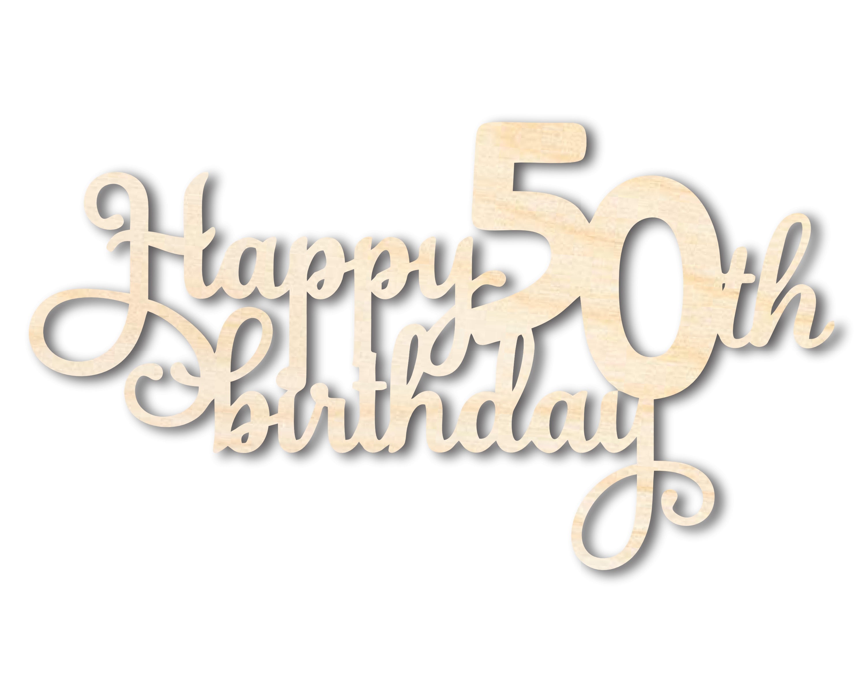 Unfinished DIY Craft Cutout in the Shape of a Happy 50th Birthday Sign | Up to 46 Inches for Do - It - Yourself Projects