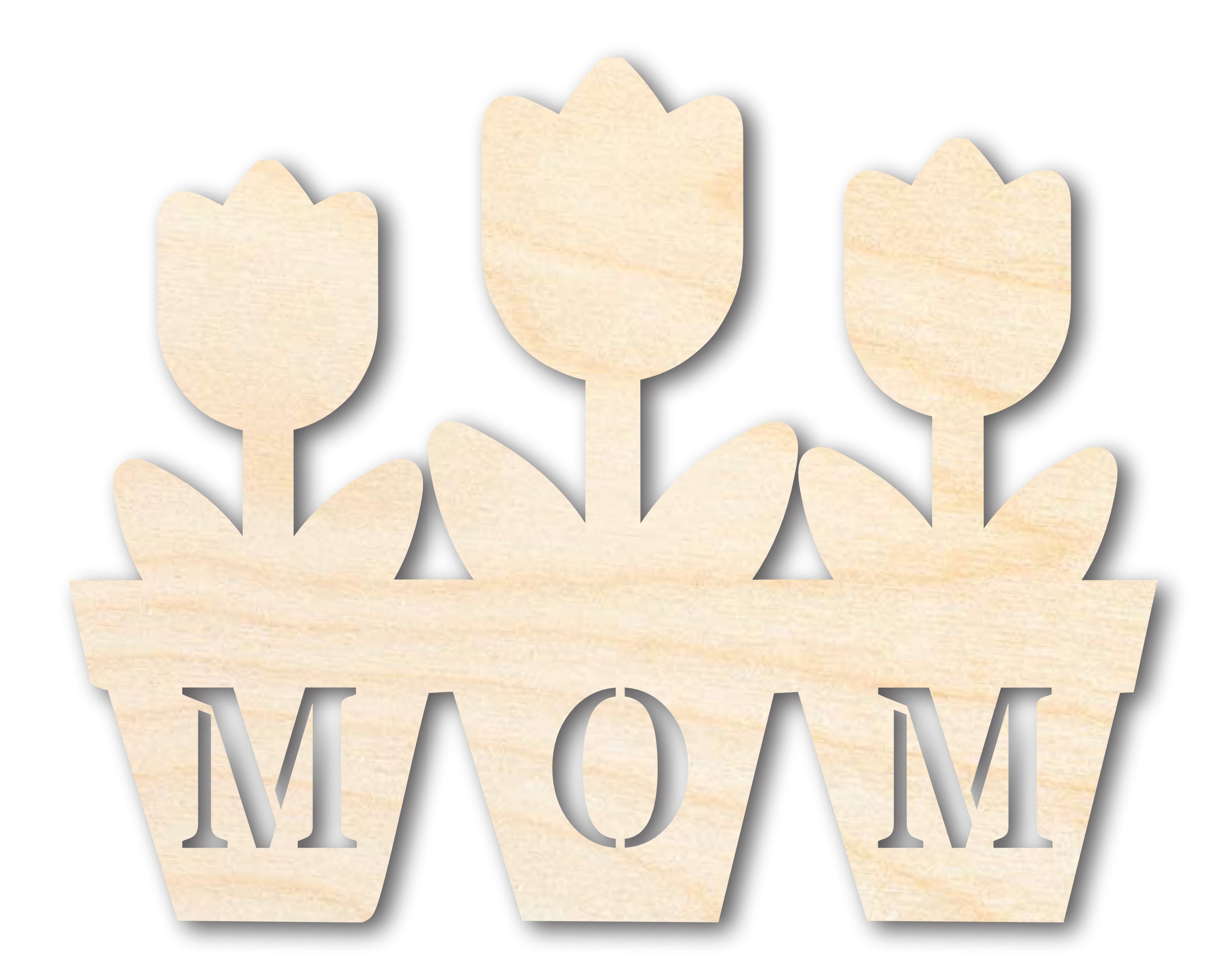 DIY Unfinished Mom Flower Pot Shape Cutouts - Up to 46 Sizes for Crafts