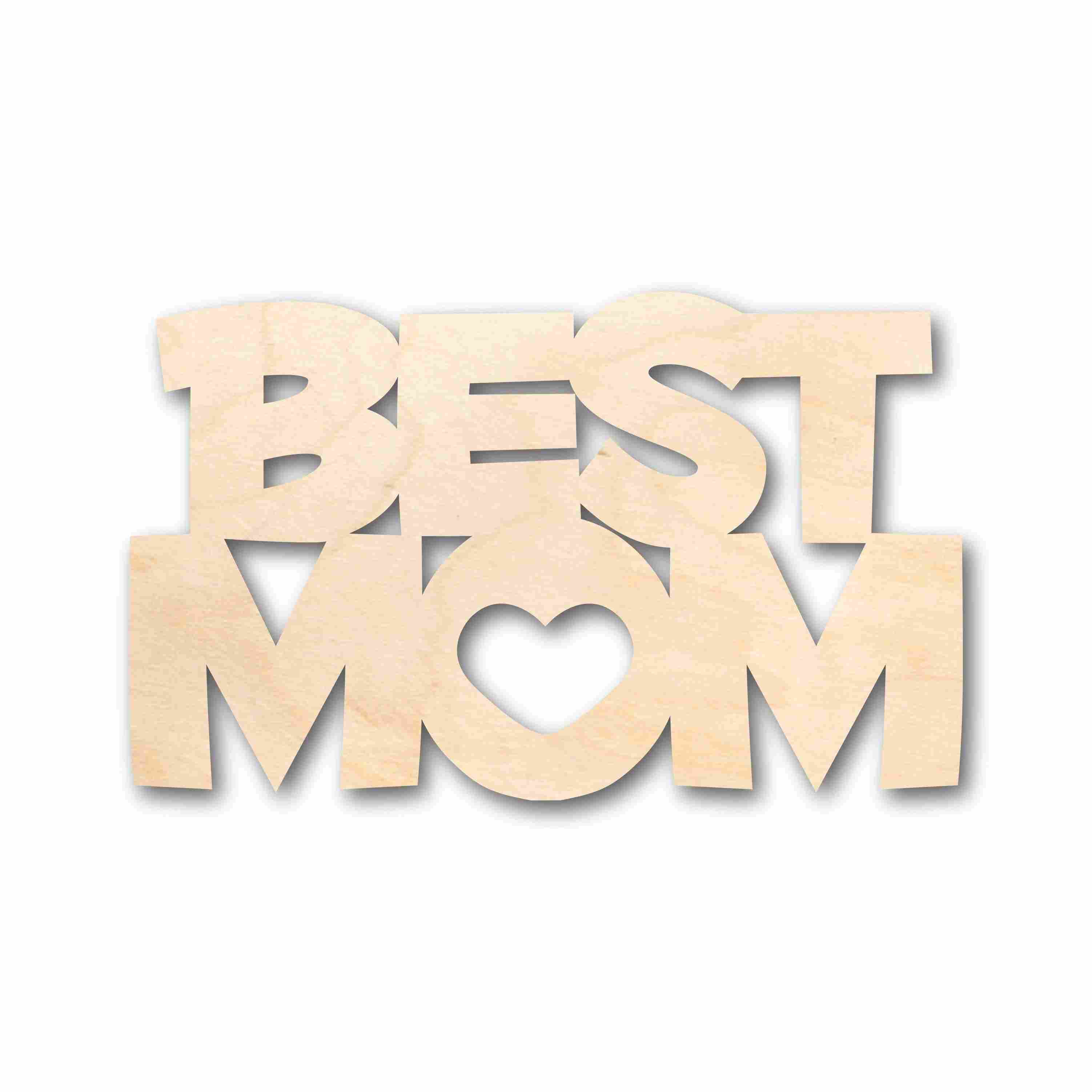 DIY Handmade Unfinished Wood 'Best Mom' Cutout for Mother's Day Gift