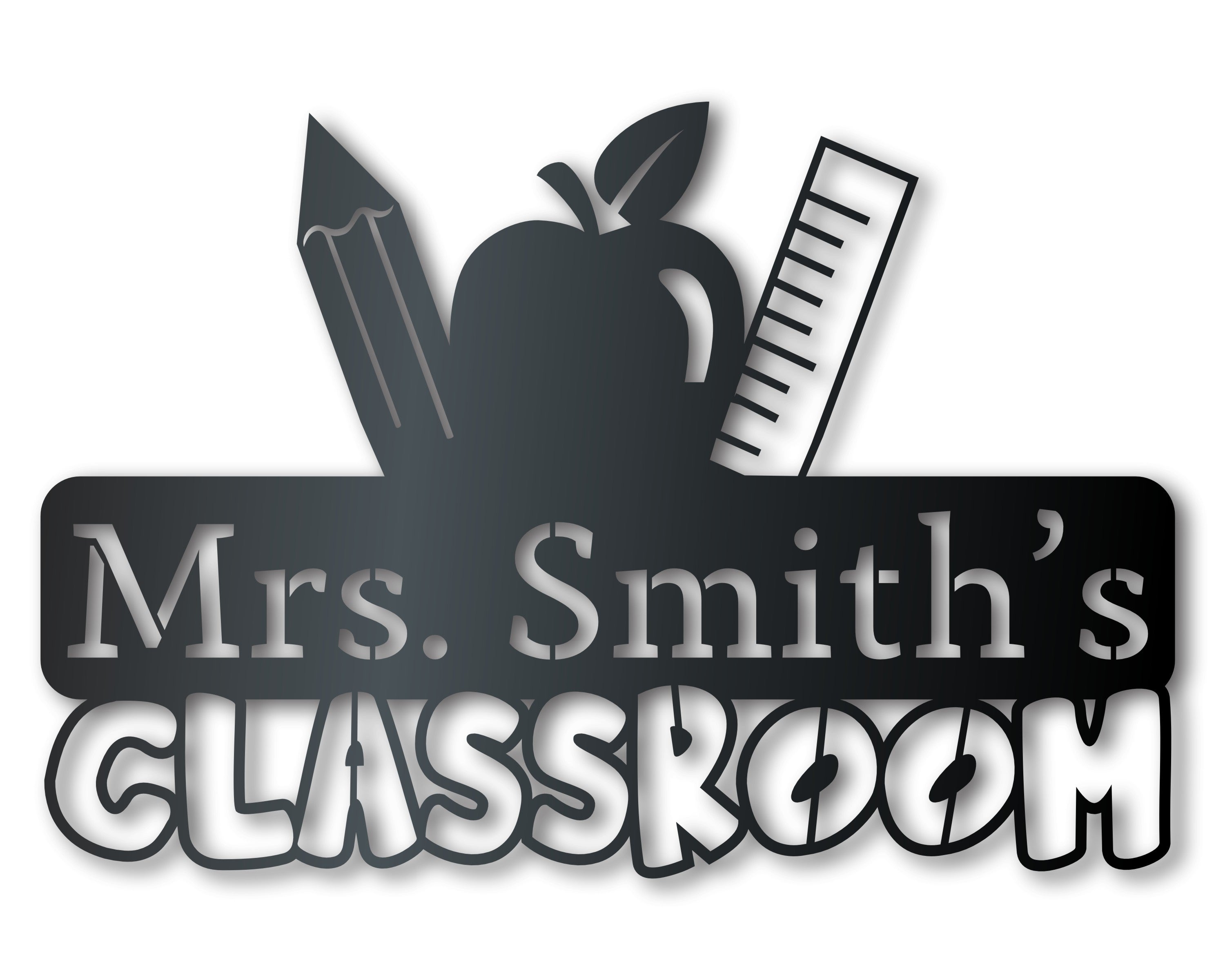 Customizable Metal School Teacher Wall Art | Indoor/Outdoor with 20+ Color Options