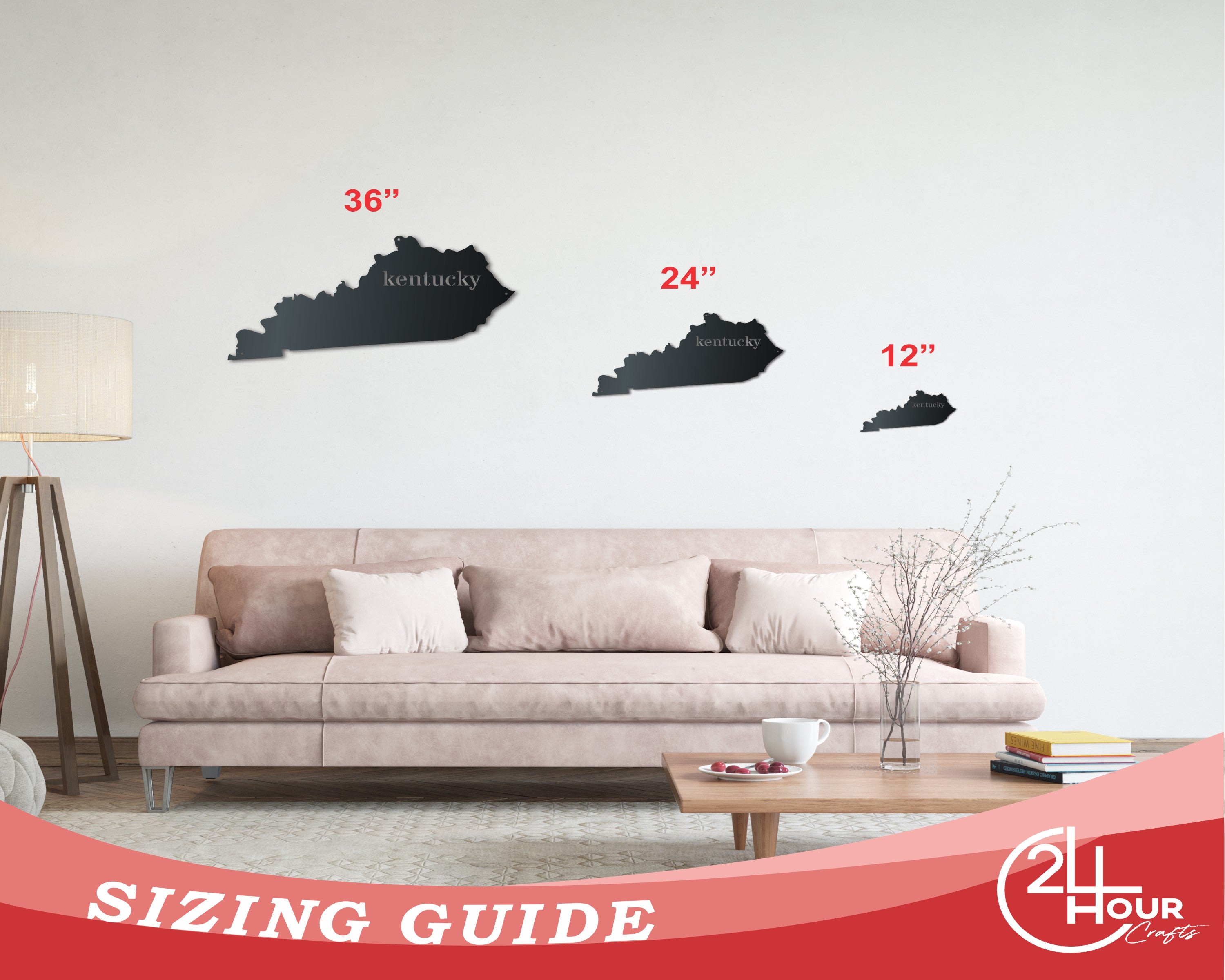Customizable Metal Kentucky Wall Art with 14 Color Options and Multiple Sizes