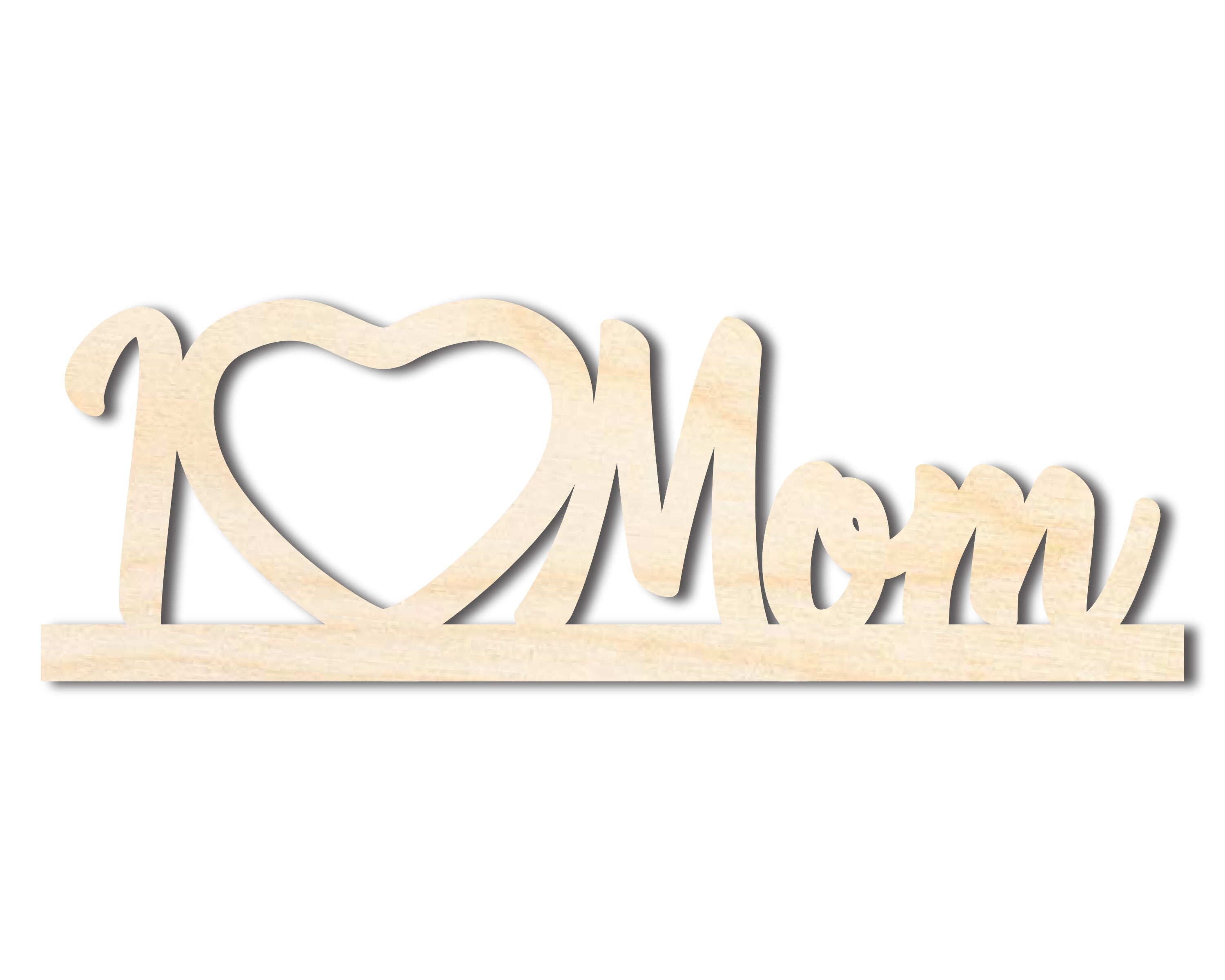 Unfinished DIY Craft Cutout in I Love Mom Frame Shape, Up to 46 Inches for Do - It - Yourself Projects