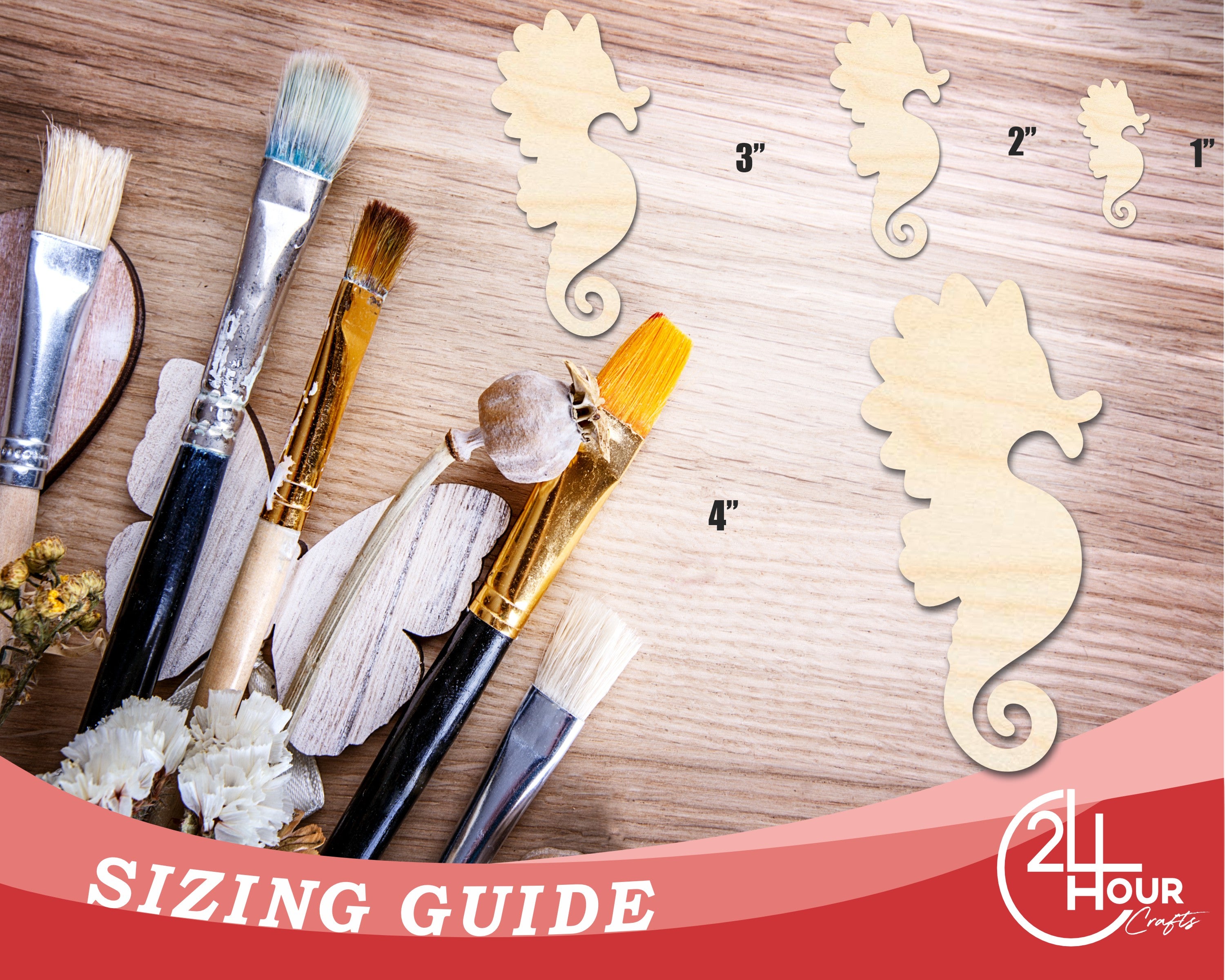 Unfinished Adorable Seahorse - Shaped DIY Craft Cutouts for Up to 46 DIY Projects