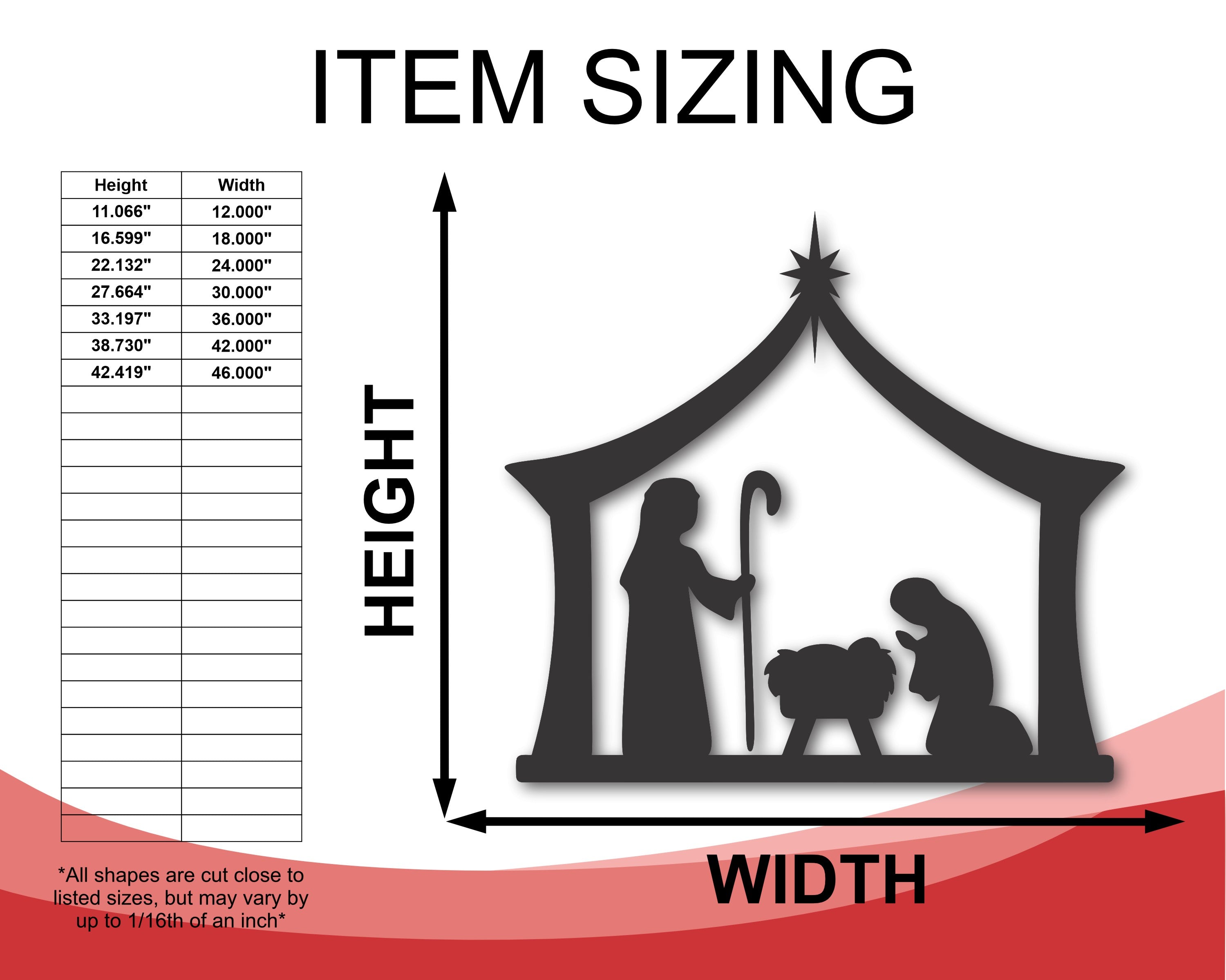 Customizable Metal Christmas Nativity Scene Wall Decor with 15 Color Options and Various Sizes