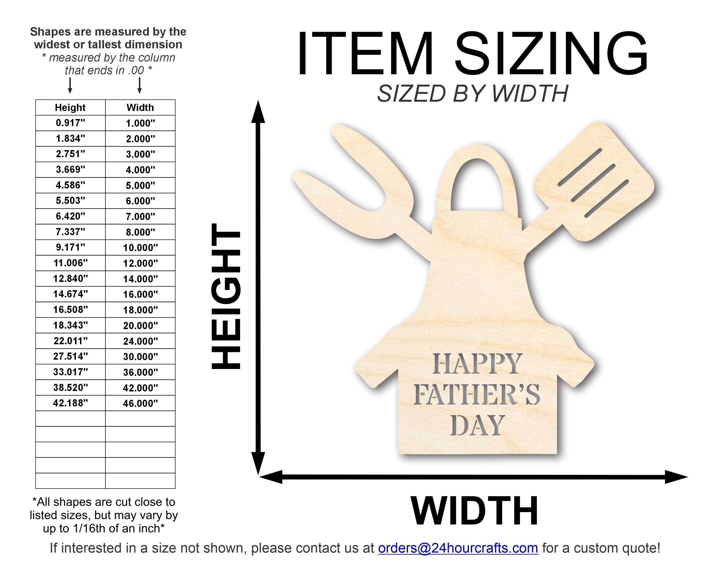 DIY Unfinished Happy Father's Day Grill Apron Cutout - Up to 46 Sizes