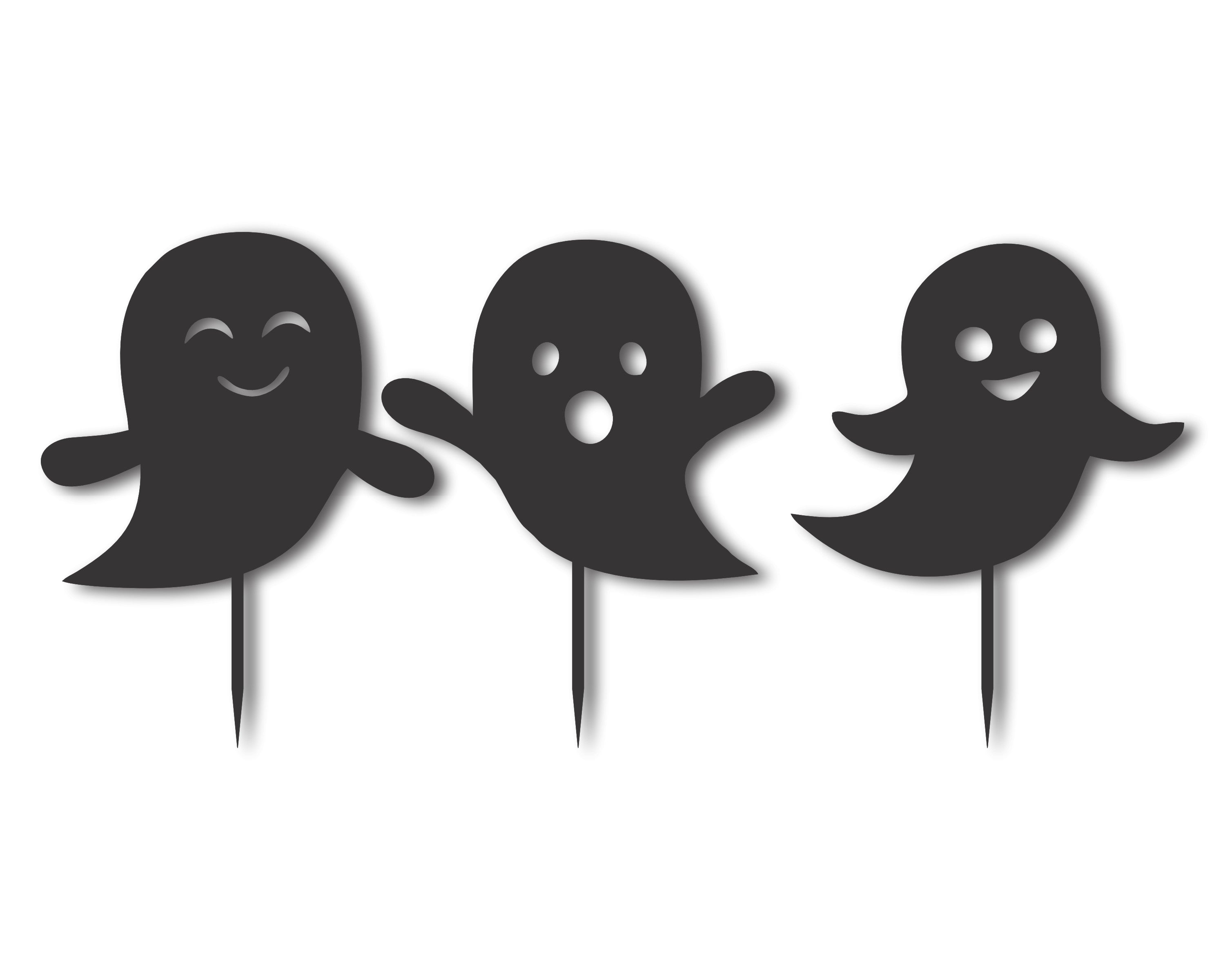 3-Piece Set of Metal Halloween Ghost Garden Stakes with Over 20 Color Choices