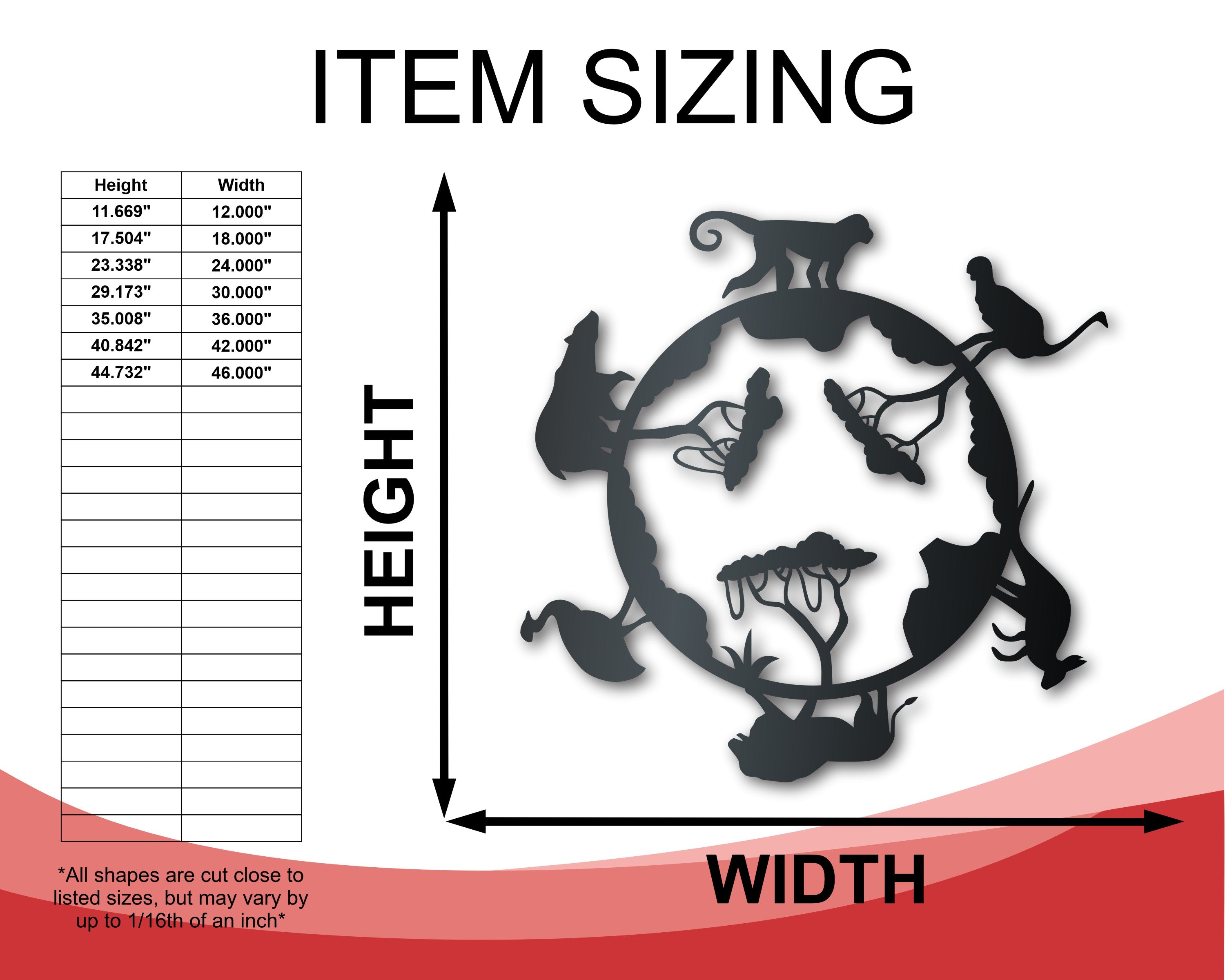 Customizable Metal Zoo Animals Wall Art | Indoor Outdoor | Up to 46 Inches | 20+ Color Options