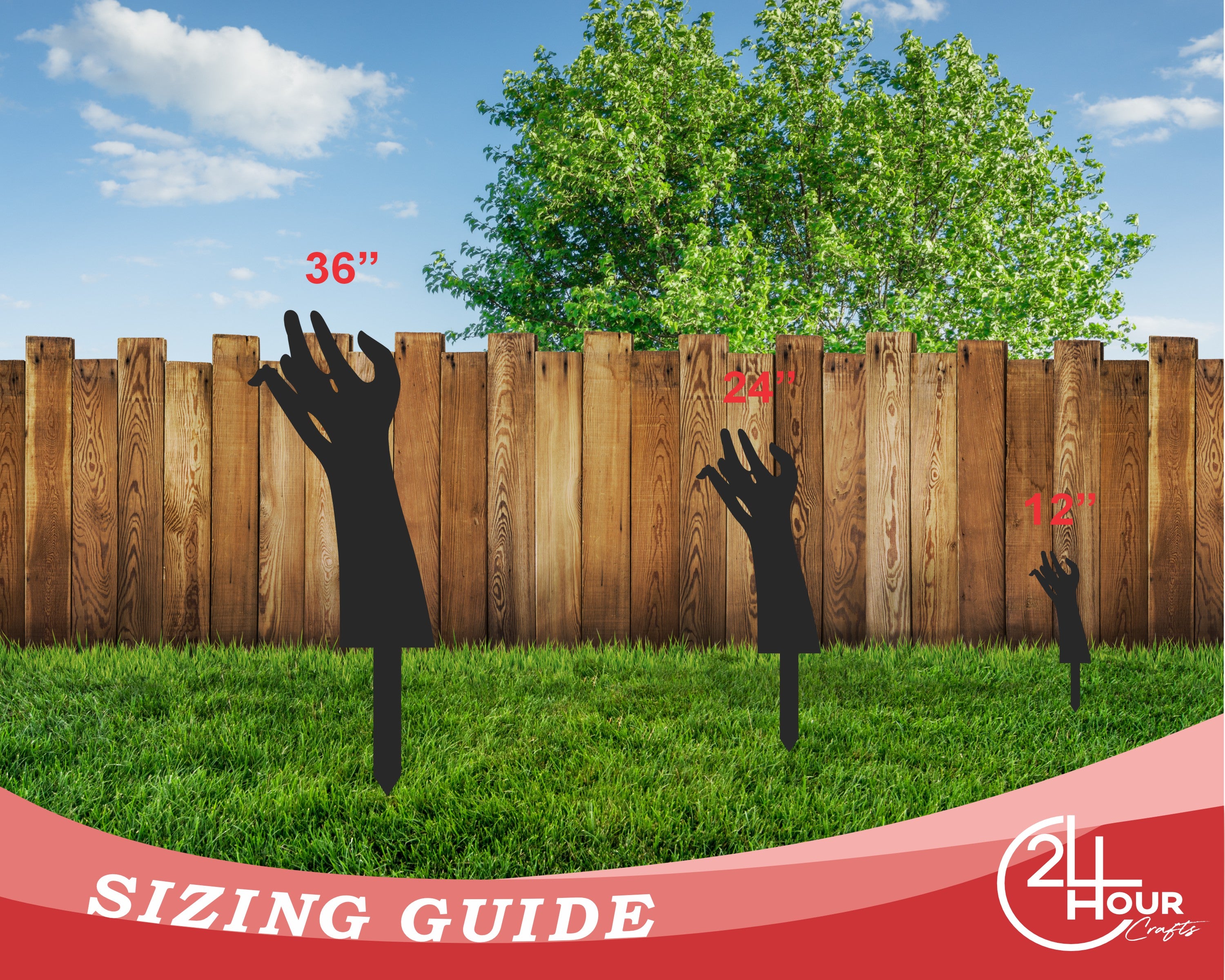 Set of 5 Metal Zombie Hands Garden Stakes - 20+ Color Options for Outdoor Halloween Decor